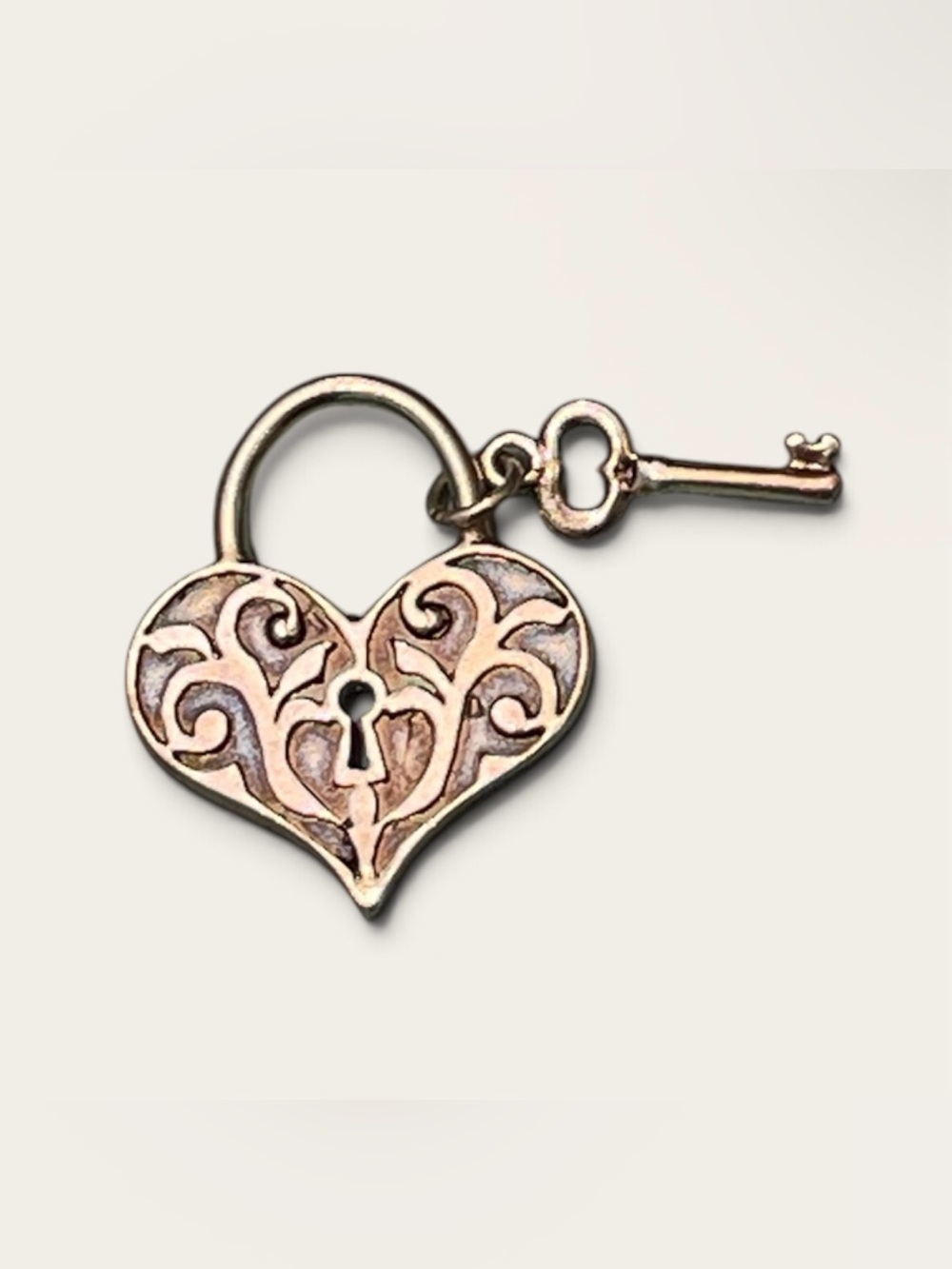 Rose Gold Heart Lock Pendant with Key - Women's Jewelry